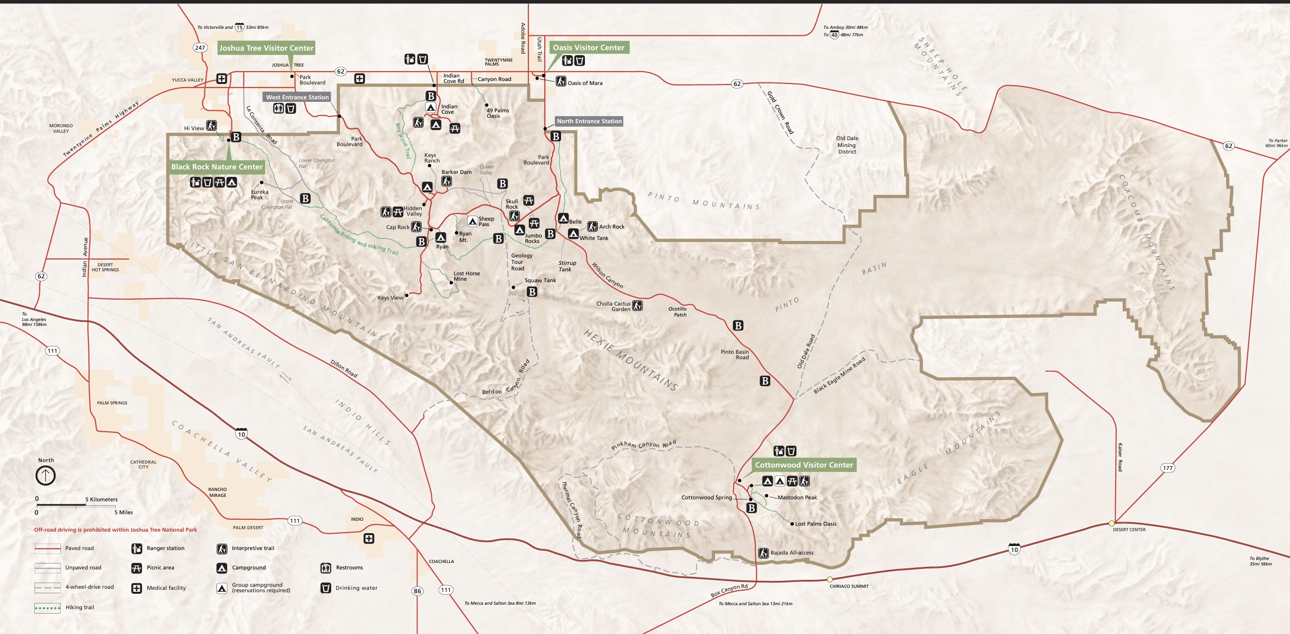 Josuha tree map and camprounds