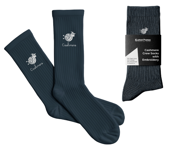 Cashmere Modal Embroidered Crew Dress Socks