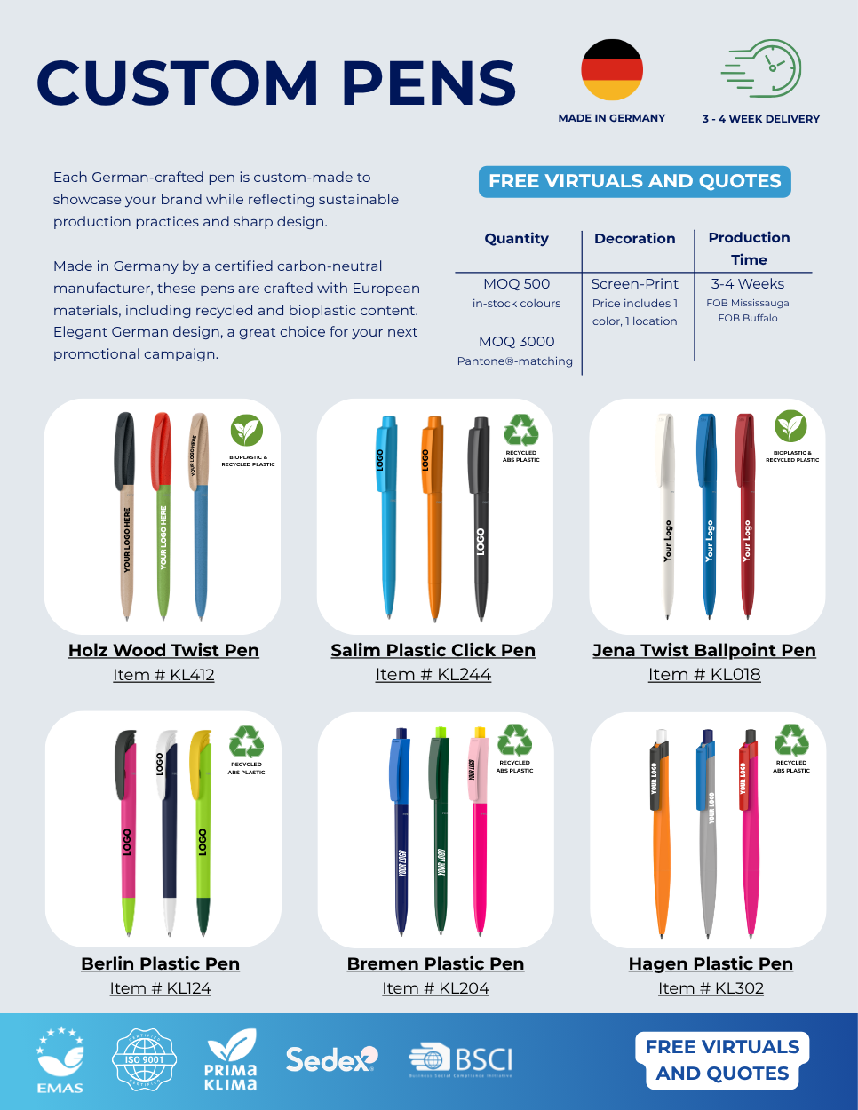 German Plastic Pens Flyer