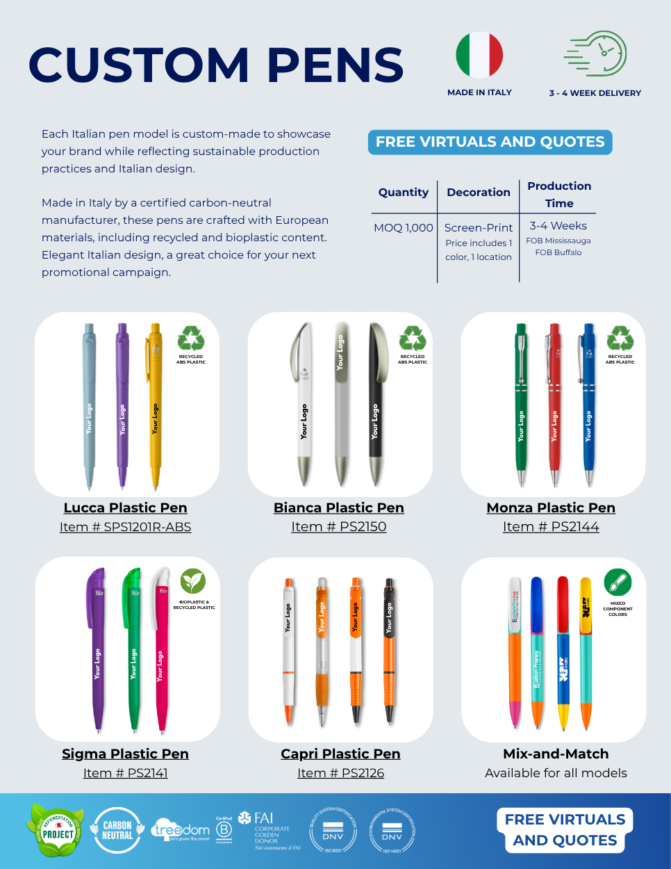 Italian Plastic Pens Flyer