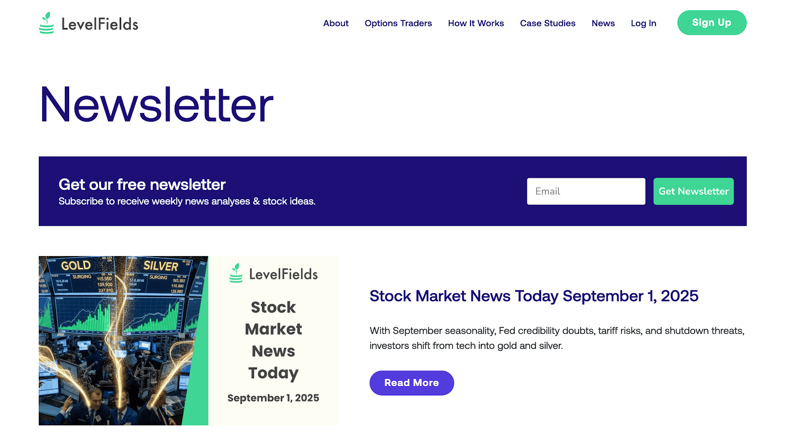 LevelFields stock options newsletter