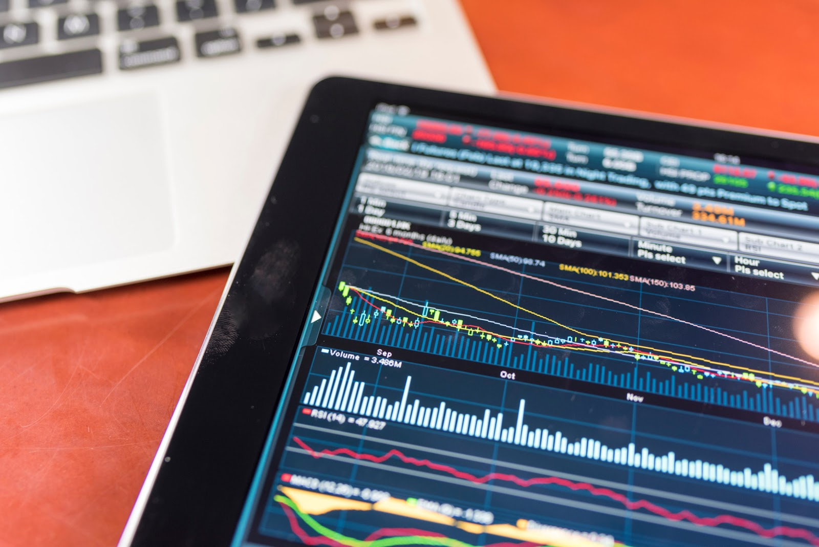 stock market on a screen