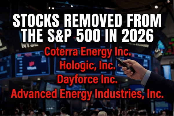 Companies removed from the S&P 500 faced index-driven selling pressure as ETFs adjusted benchmark holdings.