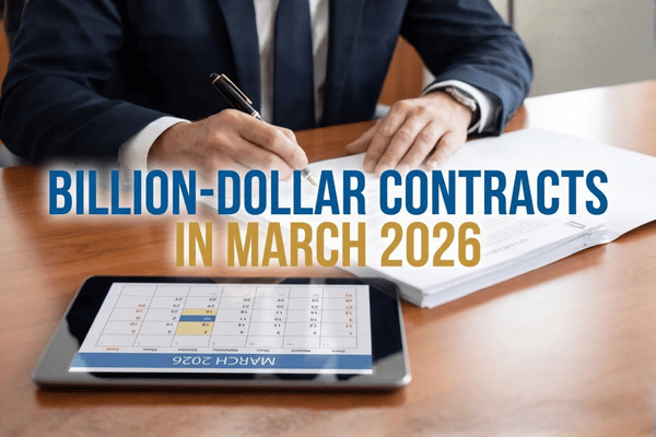 March billion-dollar contracts drew investor attention across defense, AI infrastructure, construction, energy, transportation, software, and industrial markets.