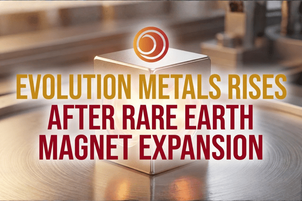 Evolution Metals rises after Q1 update highlights rare earth magnet production, U.S. supply chain strategy, and capacity expansion.
