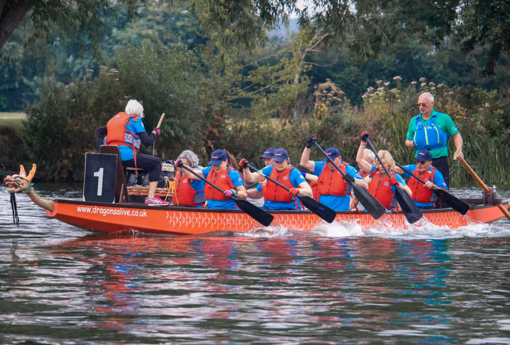 The Bourne Water Dragons racing in the Cookham Regatta