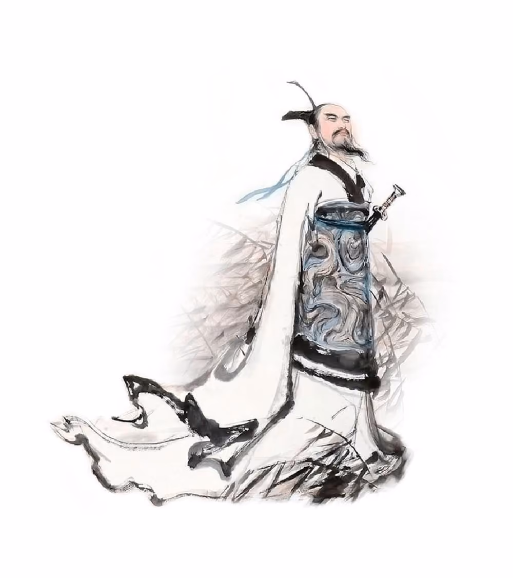 Ink painting portrait of Qu Yuan