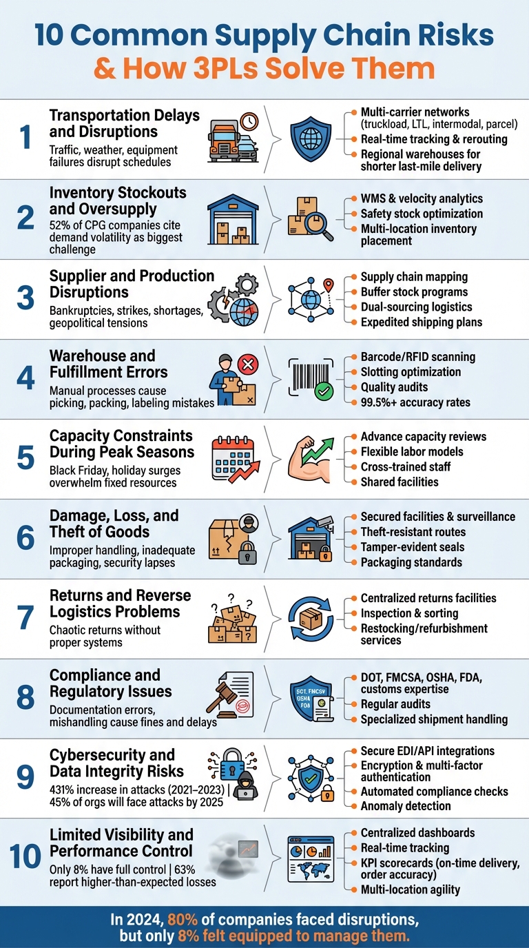 10 Supply Chain Risks and 3PL Solutions Infographic
