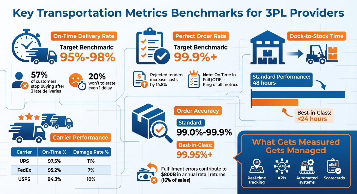 Key Transportation Metrics Benchmarks for 3PL Providers