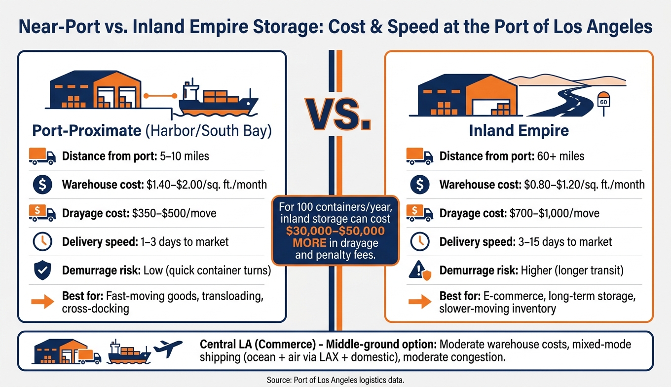 Near-Port vs. Inland Empire Warehousing: Cost & Speed Comparison Near LA Port