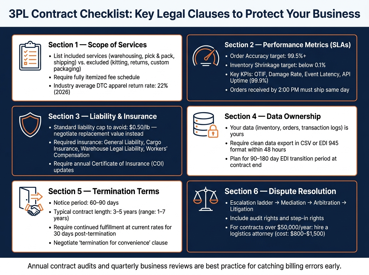 3PL Contract Checklist: Key Legal Clauses to Protect Your Business