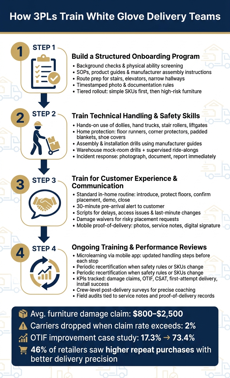 How 3PLs Train White Glove Delivery Teams: A 4-Step System