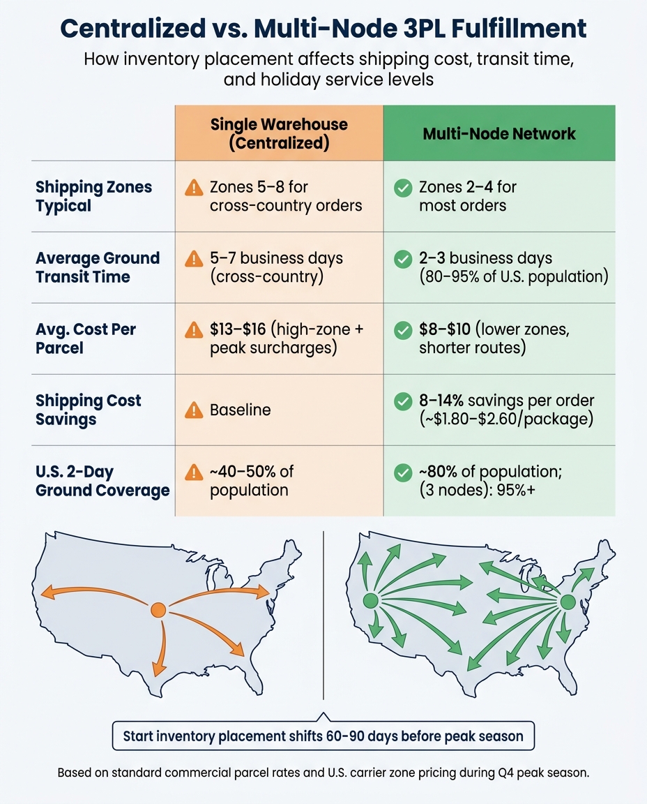 Centralized vs. Multi-Node 3PL Fulfillment: Cost & Speed Comparison
