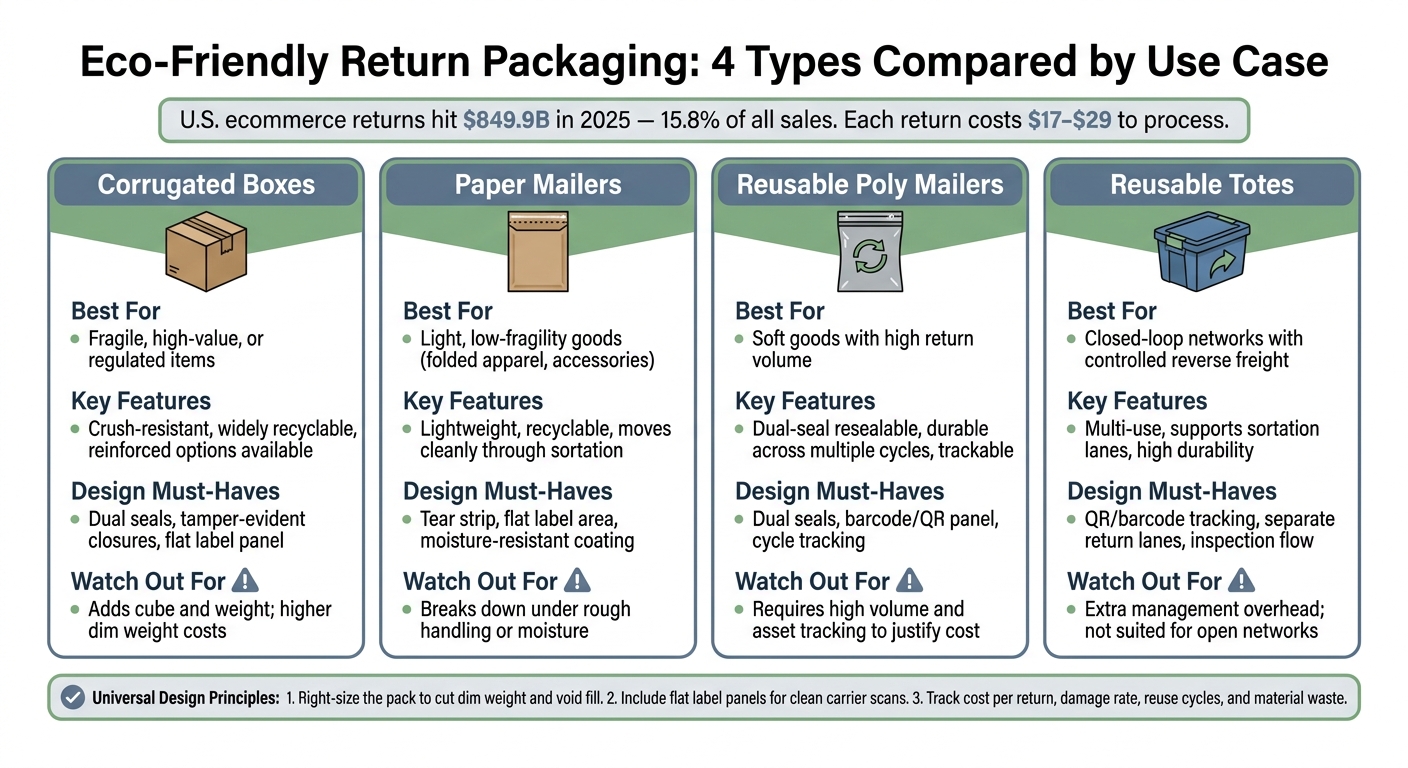 Eco-Friendly Return Packaging: 4 Types Compared by Use Case