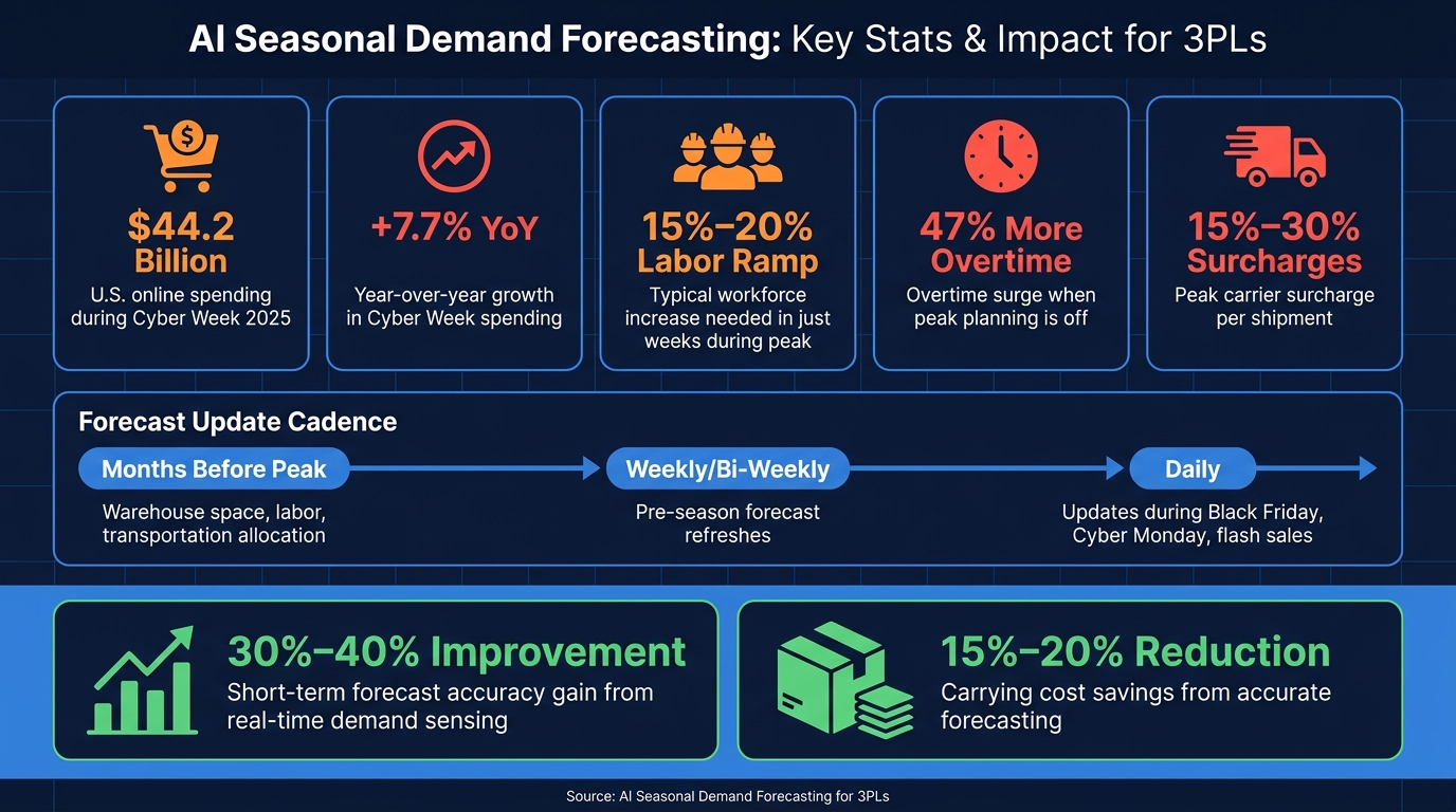 AI Seasonal Demand Forecasting: Key Stats & Impact for 3PLs