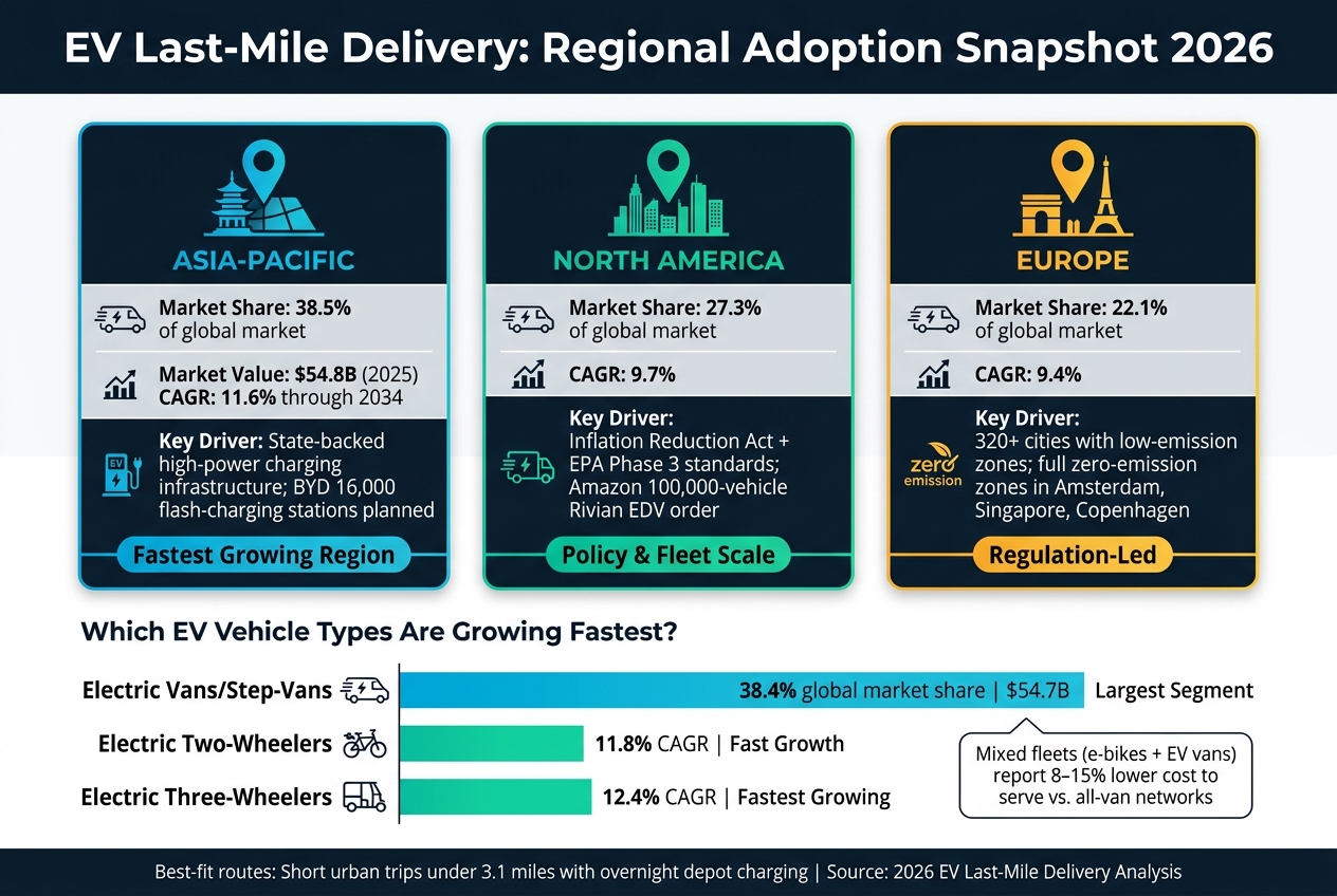 EV Last-Mile Delivery by Region: Market Share, Growth & Key Drivers (2026)