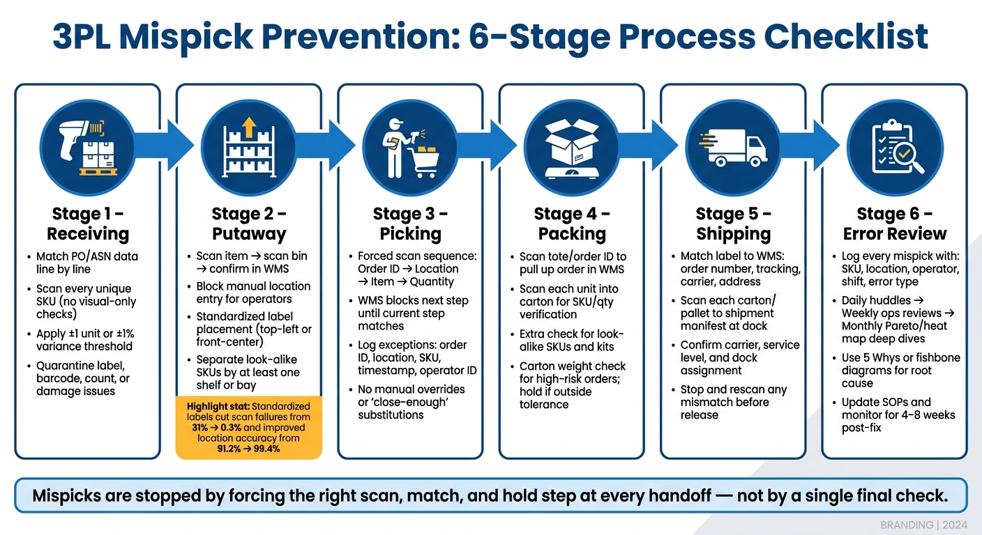 3PL Mispick Prevention: 6-Stage Process Checklist