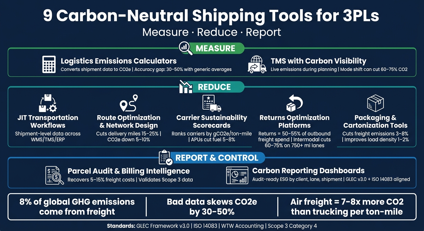 9 Carbon-Neutral Shipping Tools for 3PLs: Measure, Reduce & Report