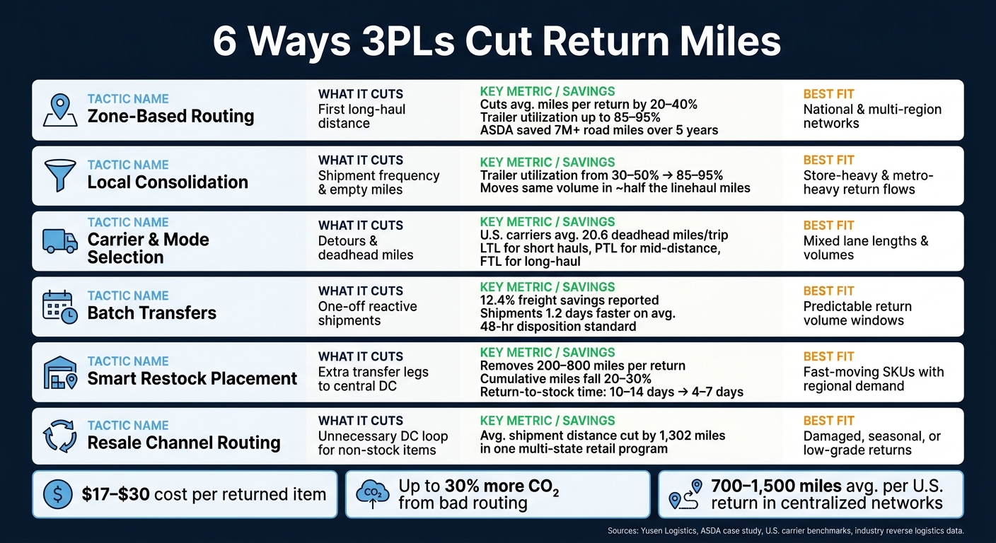 6 Ways 3PLs Cut Return Miles: Tactics, Savings & Best Fit