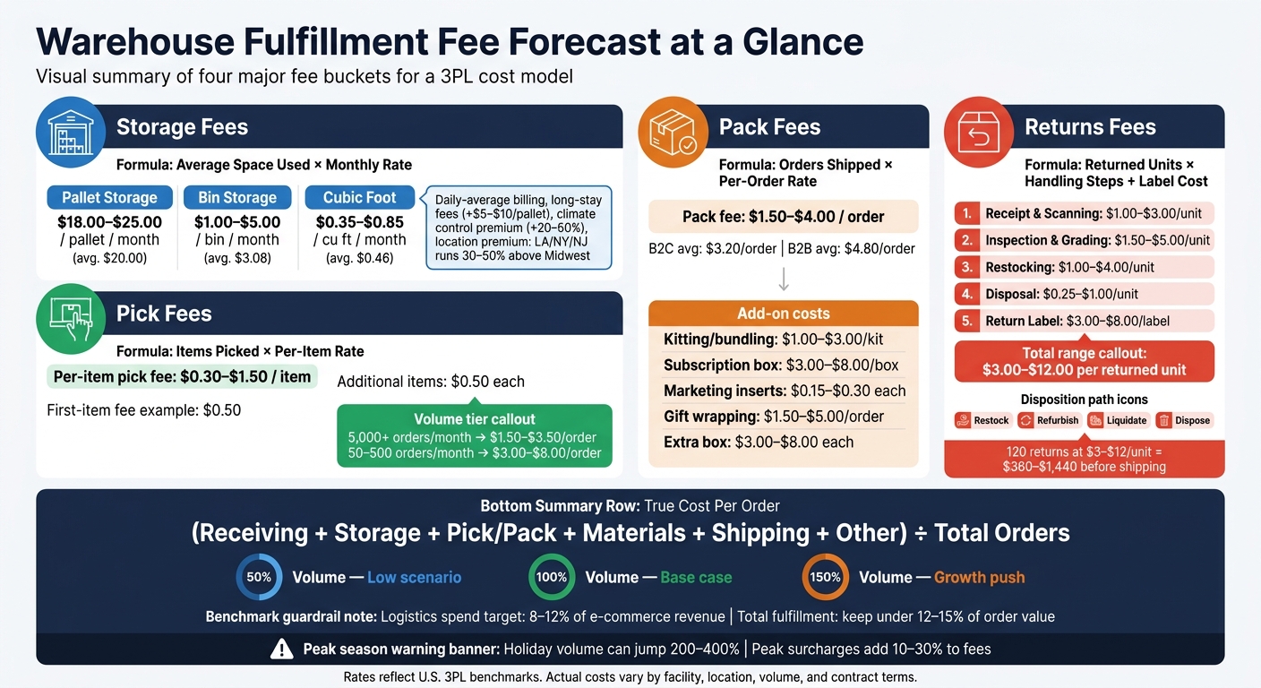 Warehouse Fee Forecast: Storage, Pick, Pack & Returns Cost Breakdown