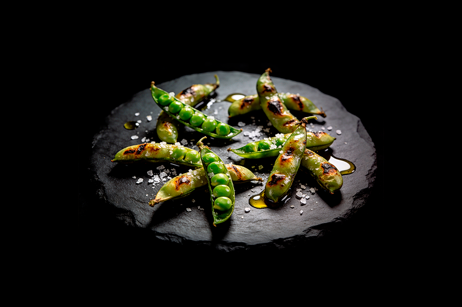 Guisantes de lágrima a la brasa