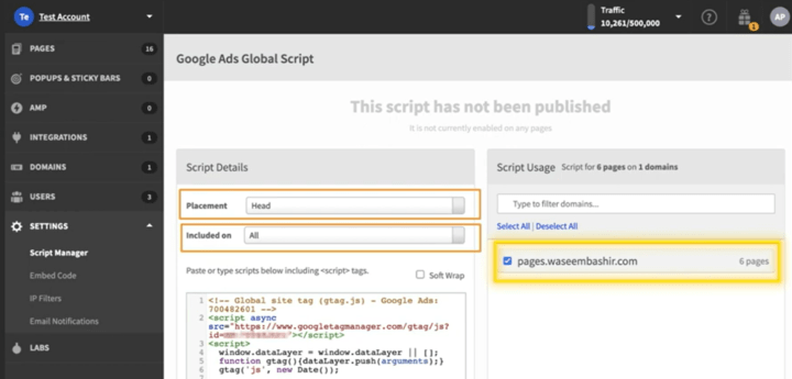 google ads global script