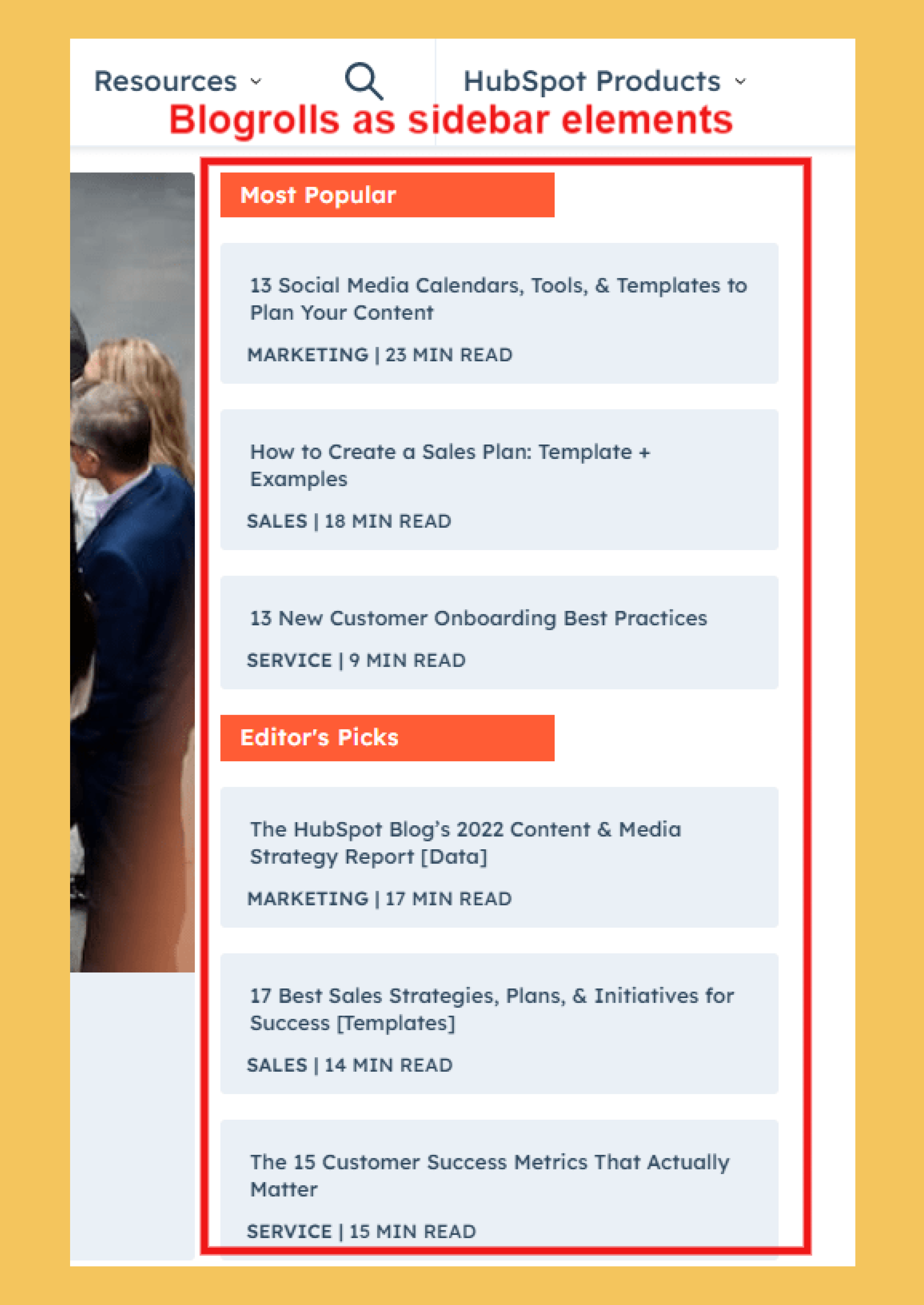 HubSpot two blogrolls
