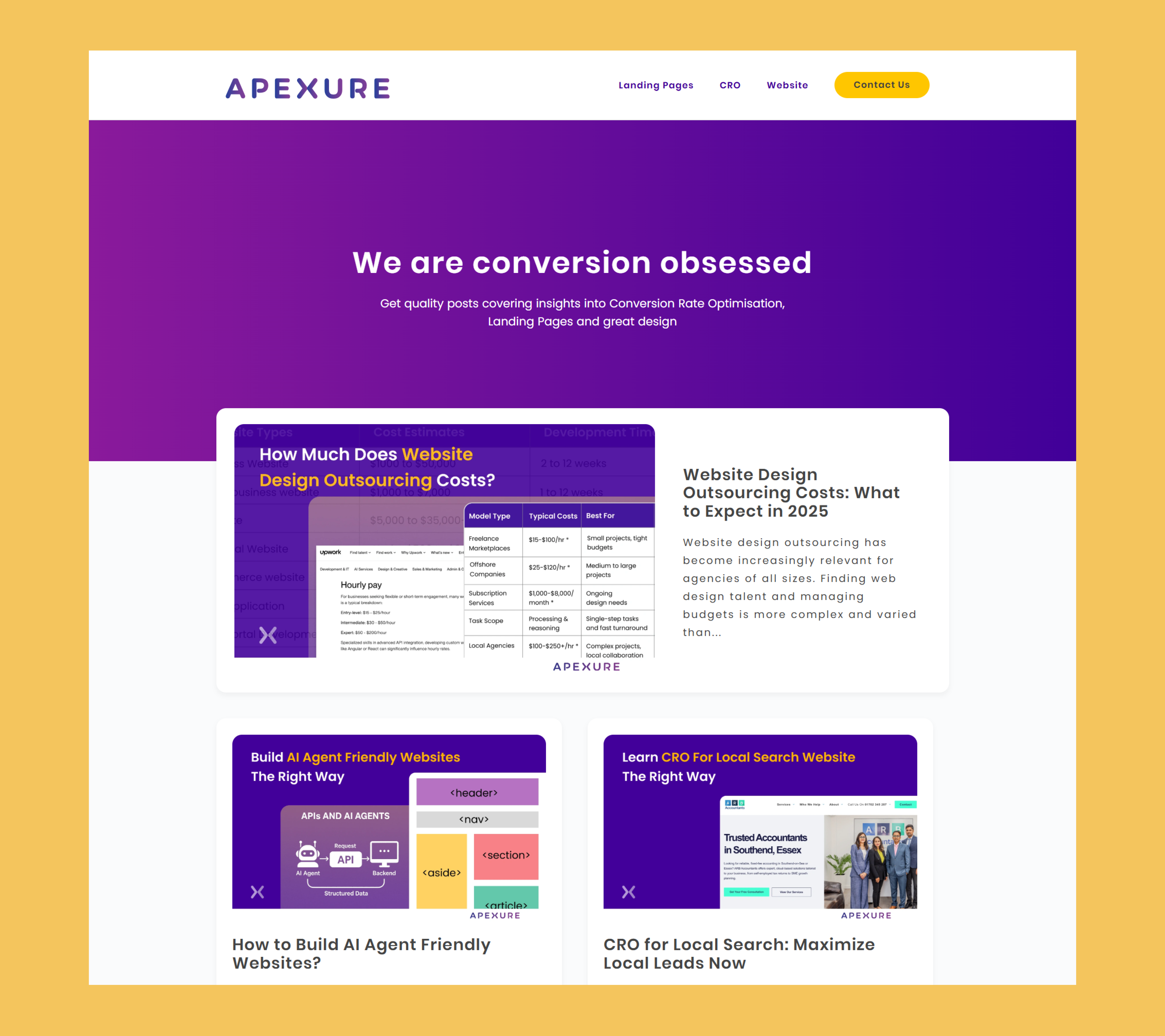 Apexure Blog page
