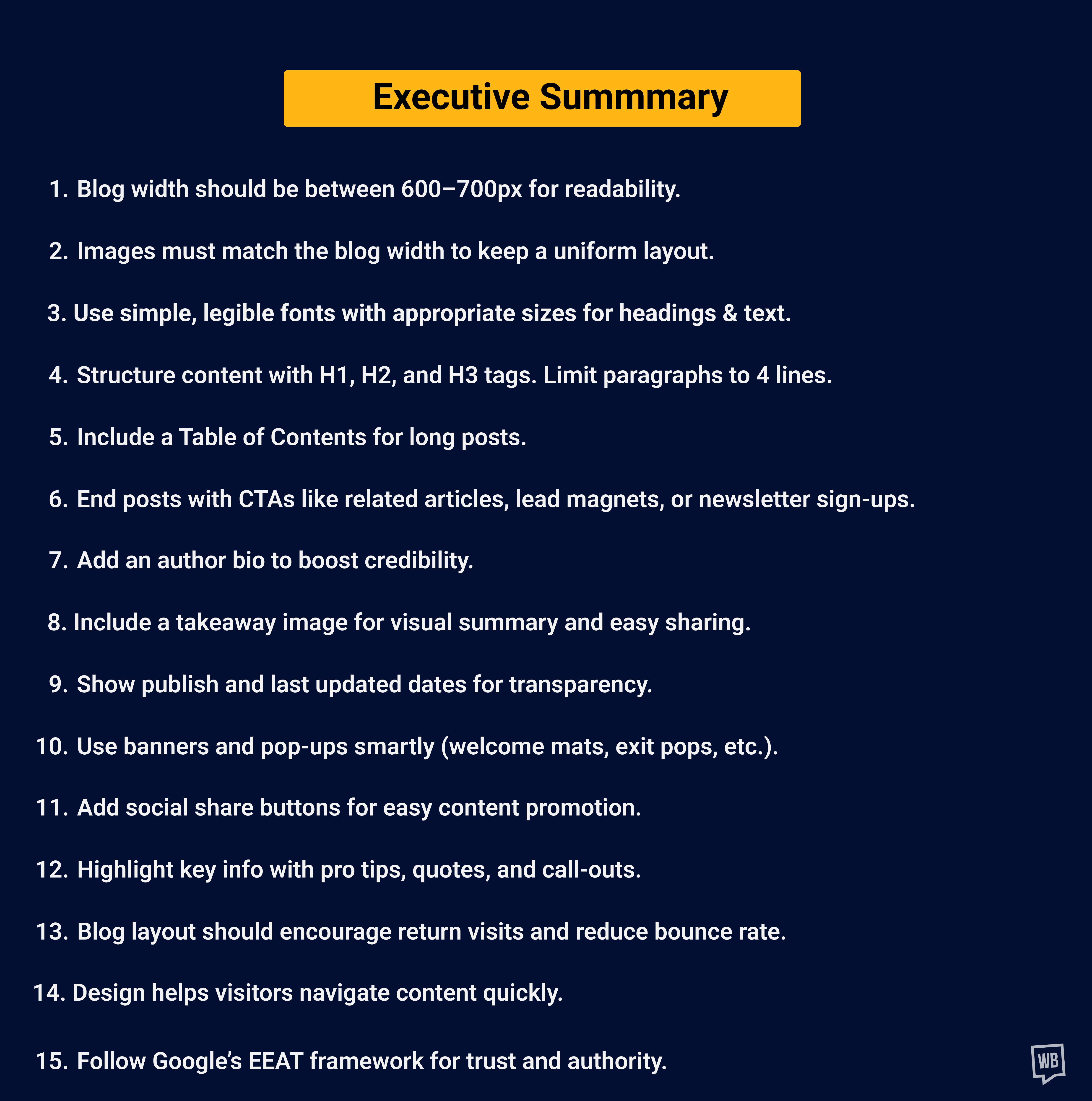 Blog Design Best Practices Summary