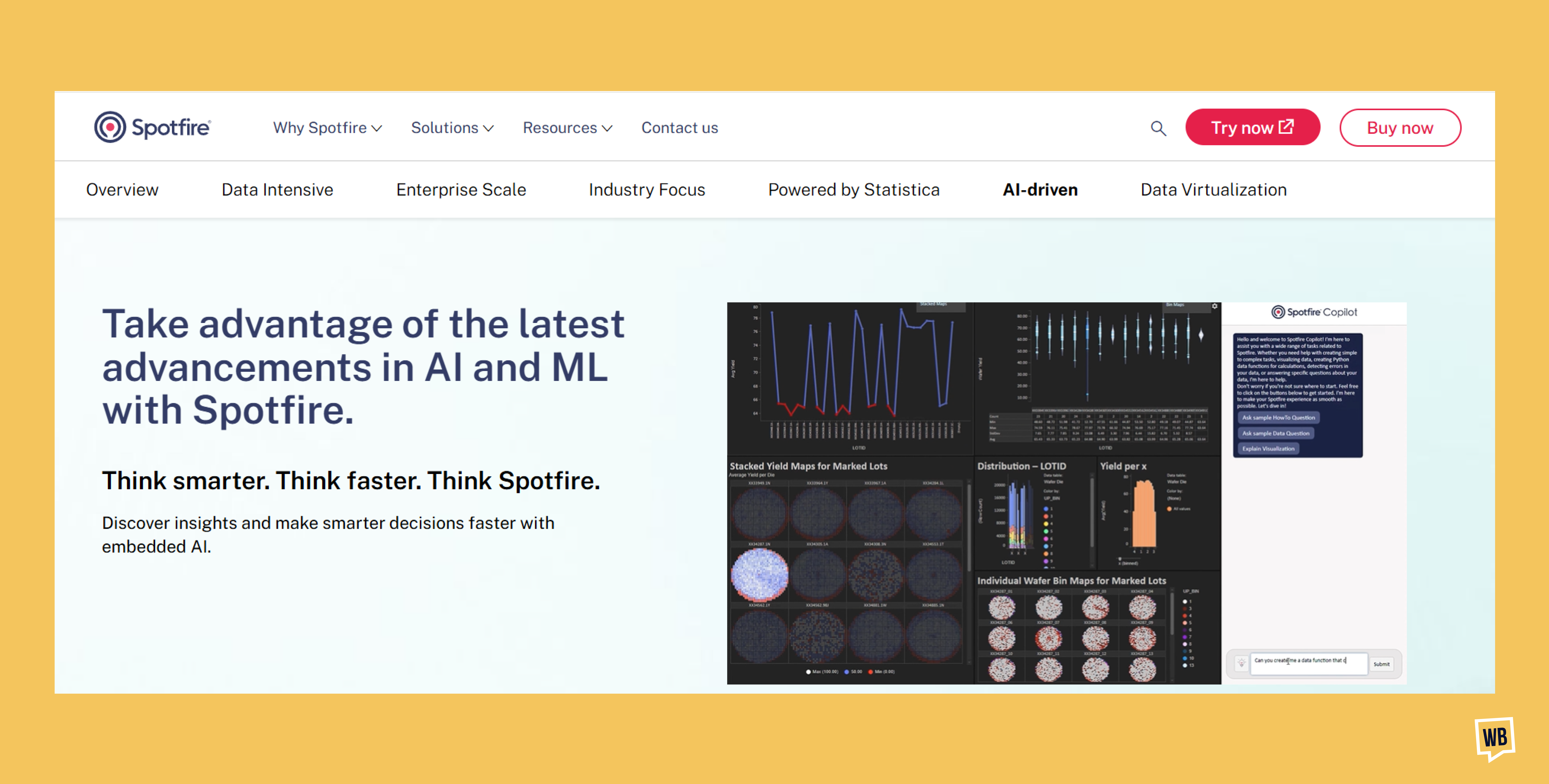 TIBCO Spotfire integrates AI homepage screenshot