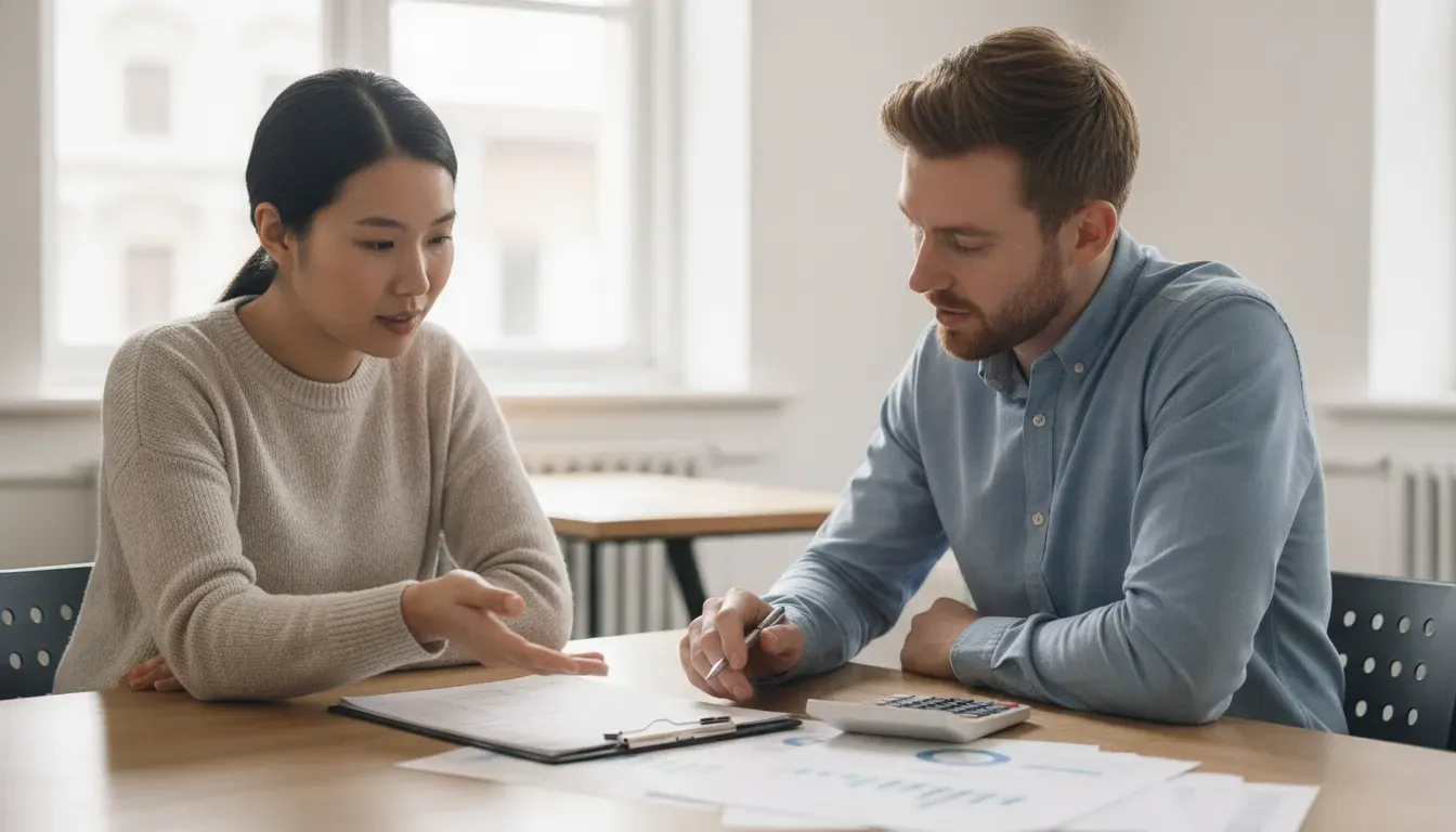 Business owner reviewing cash flow with an accountant