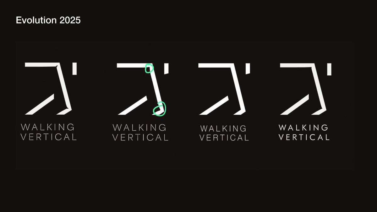 The Walking Vertical mark and wordmark, evolved in 2025