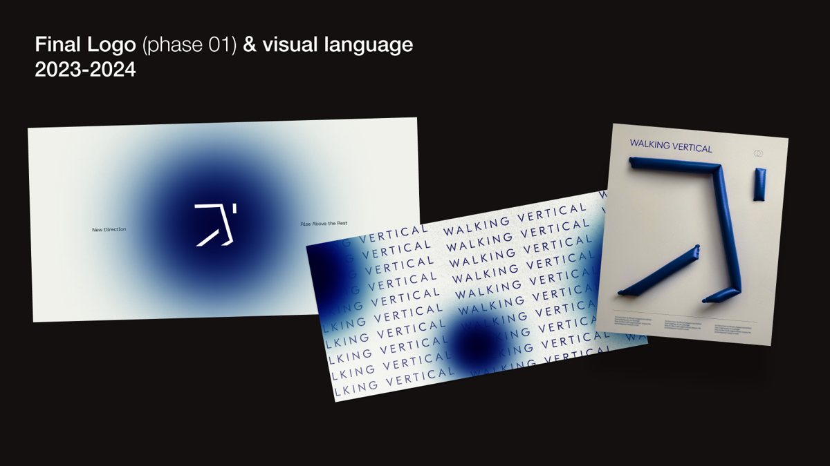 The final Walking Vertical logo and visual language, 2023 to 2024