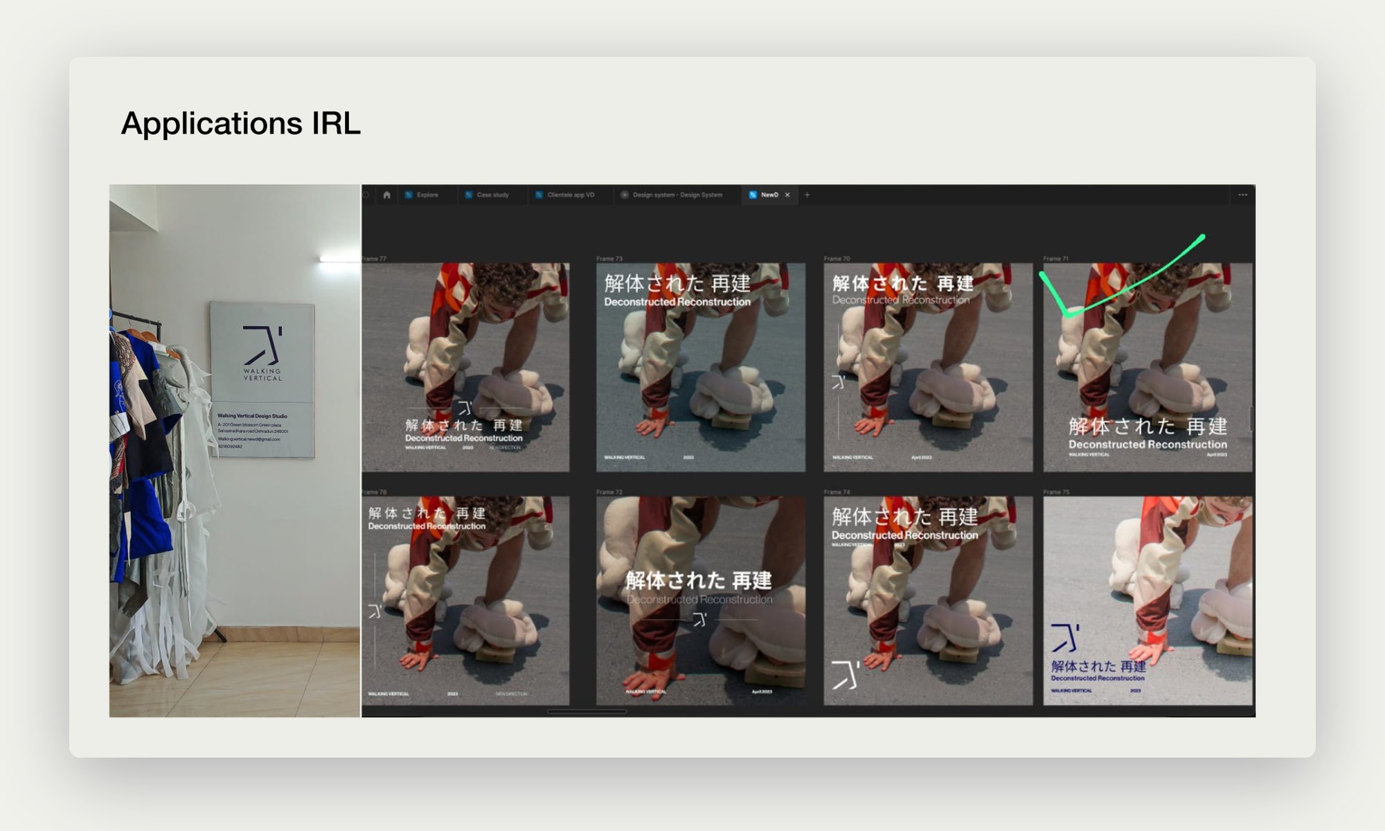 Posters and hang tags with the Walking Vertical mark