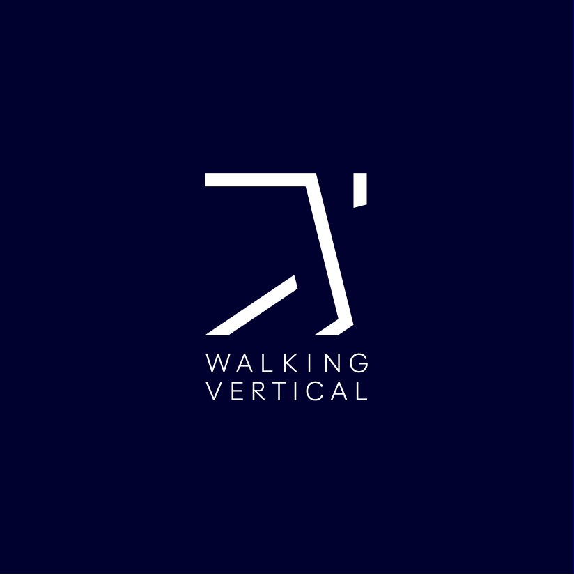Walking Vertical mark and wordmark on Navy