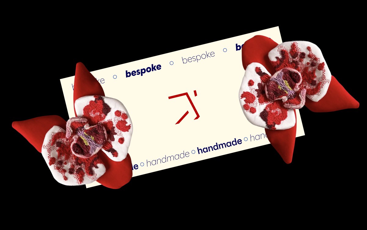 Bespoke handmade card with red flowers
