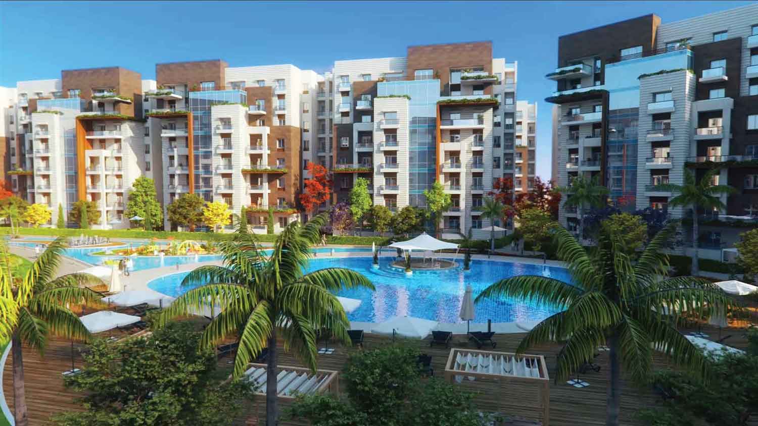 وحدة بفيو مساحات خضراء ومسطحات مائيه 