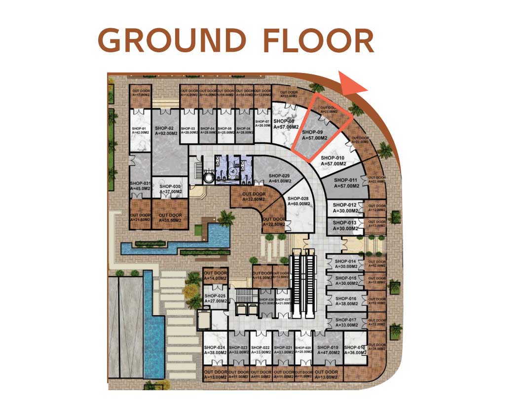 محل دور أرضى مميز على واجهة الشارع 