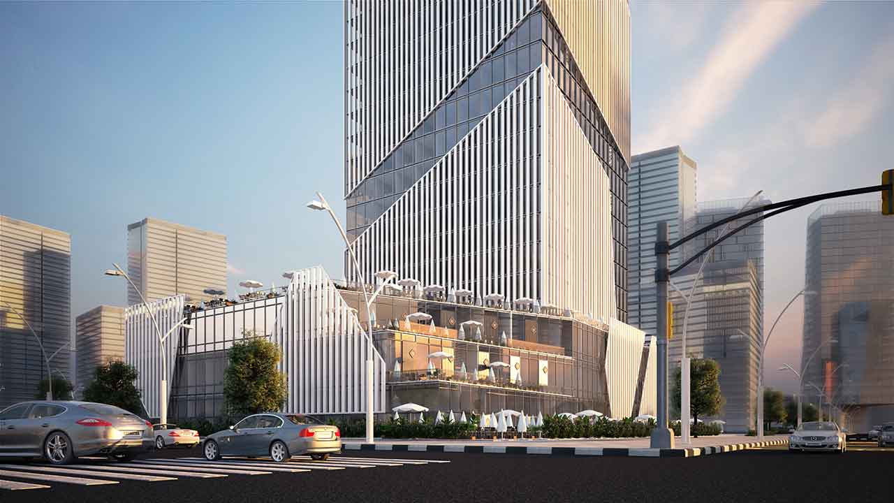 مكتب إدارى على محور بن زايد الشمالى وفيو البرج الايقونى 