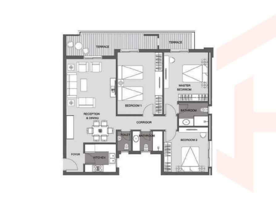 مكتب ادارى مميز بفيو على البرج الايقونى والنهر الأخضر 