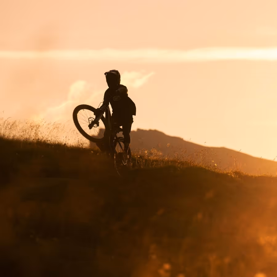 Mountain biking at Sunset in LAAX