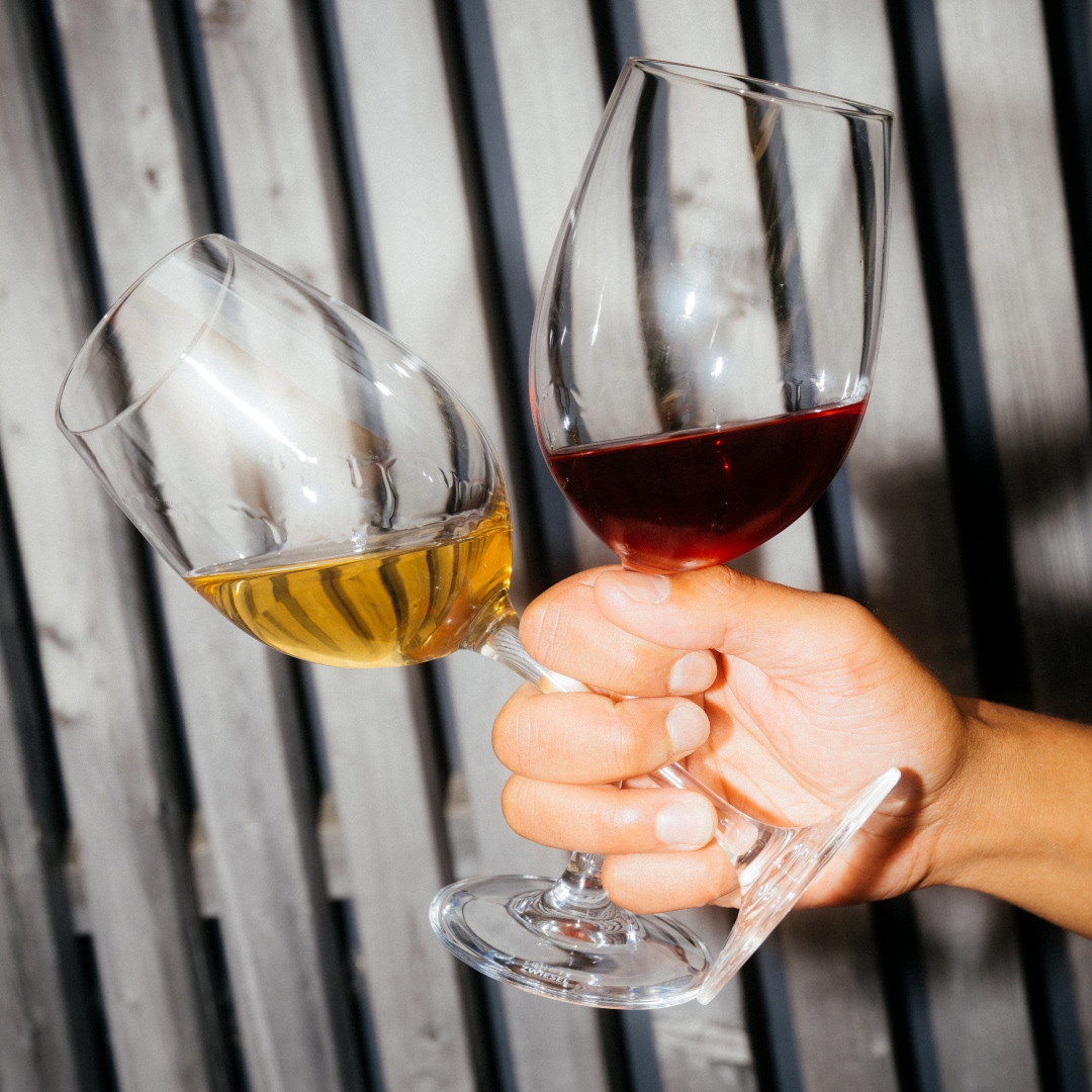 two wine glasses 