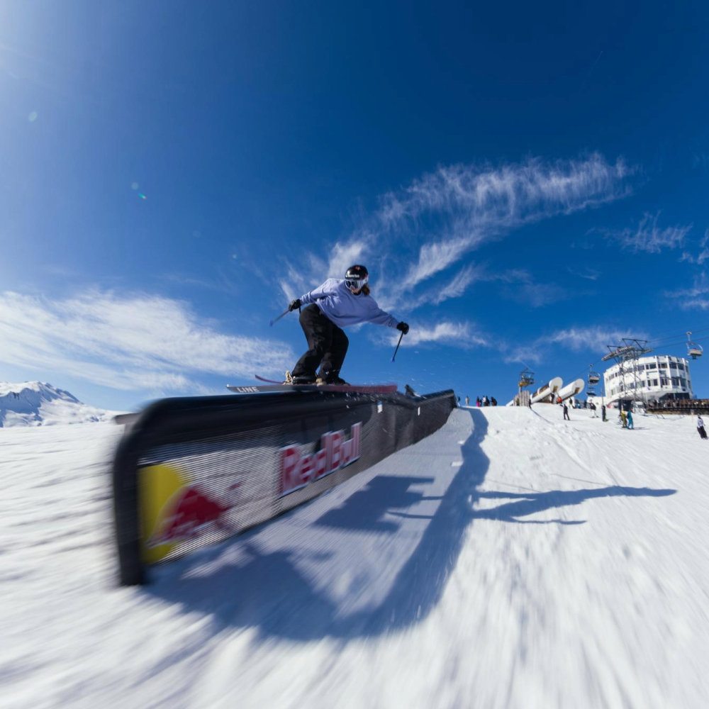 Skier in the LAAX Snowpark 