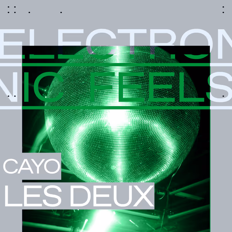 Disco Ball and Electronic feels poster for Riders Club