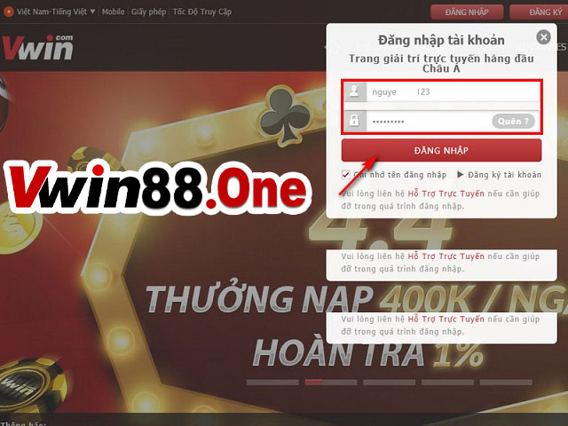 Đăng nhập vào tài khoản cá cược tại nhà cái