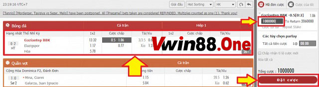 Tiến hành đặt cược tại VWINthethao