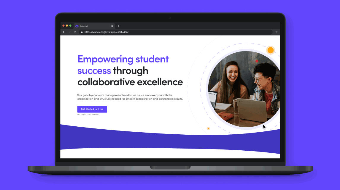 Ensightful's redesigned student page