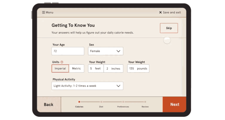 Onboarding of a meal delivery service for seniors