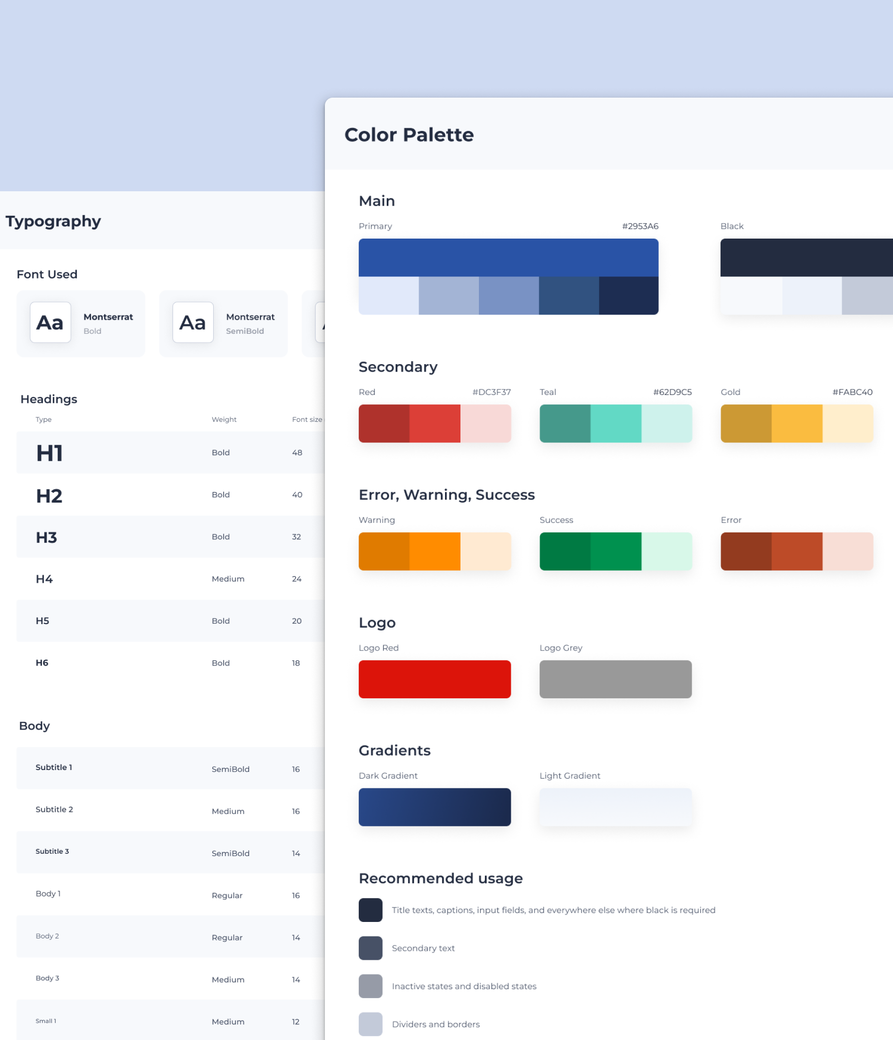 Old design system colours