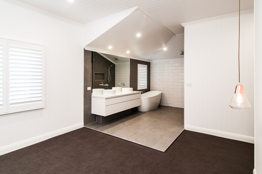Spacious custom bathroom renovation by Abode construction